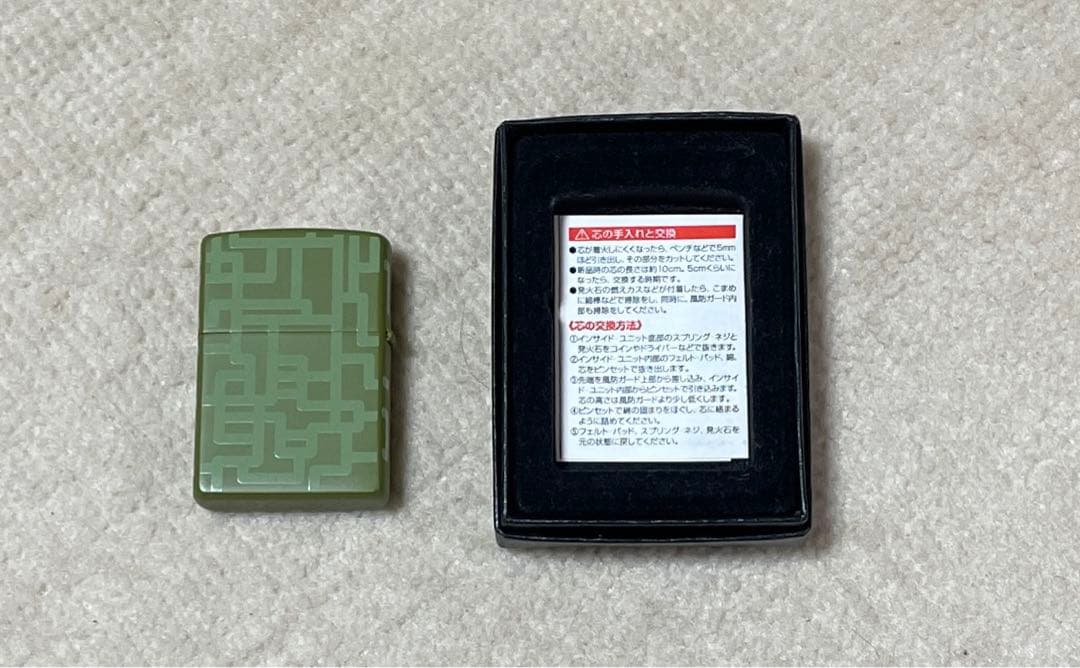 布袋寅泰Zippo オリーブグリーン 幾何学模様ライター