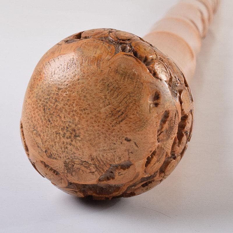 古竹　吉明刀　人物鼠彫　杖　長さ約87cm　V　R9068