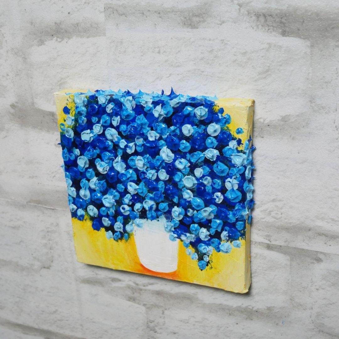 油絵 油彩 油彩画 絵画 アートパネル【青いかすみ草】