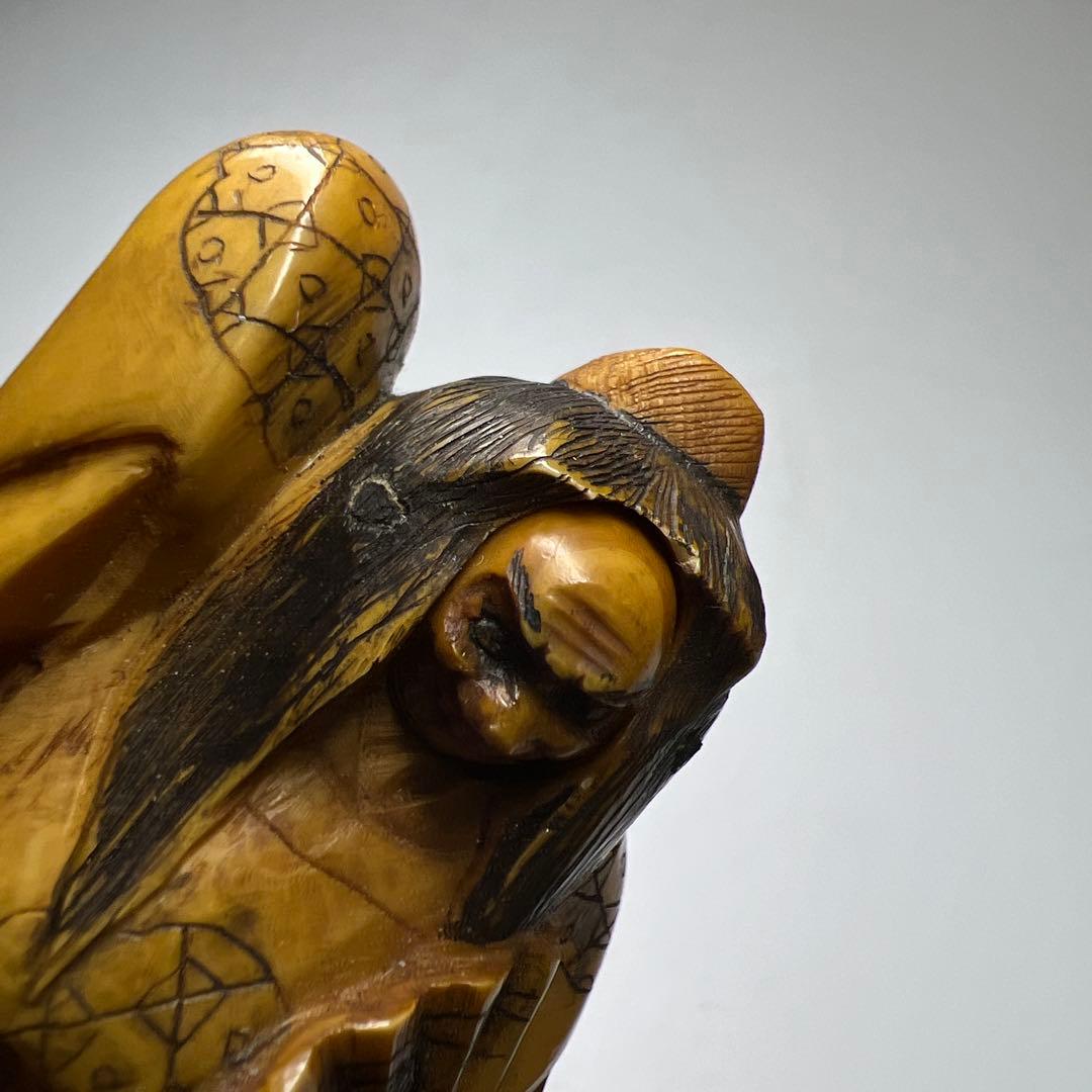 極上からくり人物根付　木箱付　41g 東Y8-0206☆2F