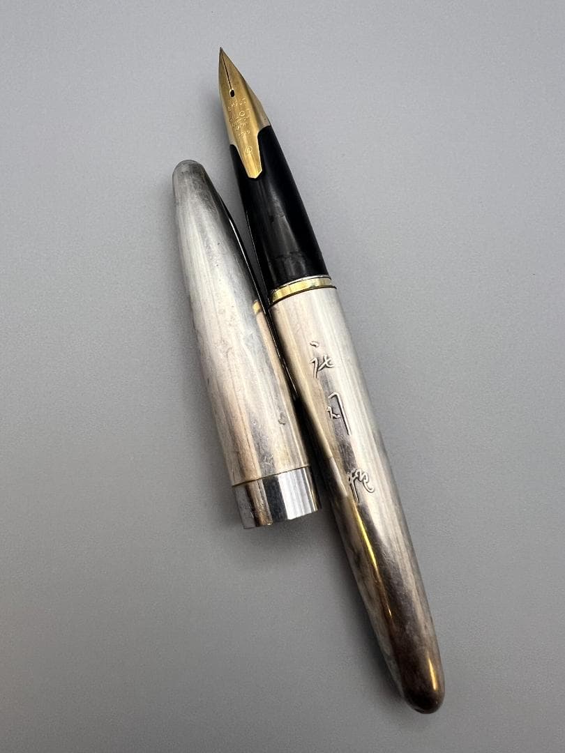 【海】パイロット スターリングシルバー 万年筆 大型ペン先/18K-750