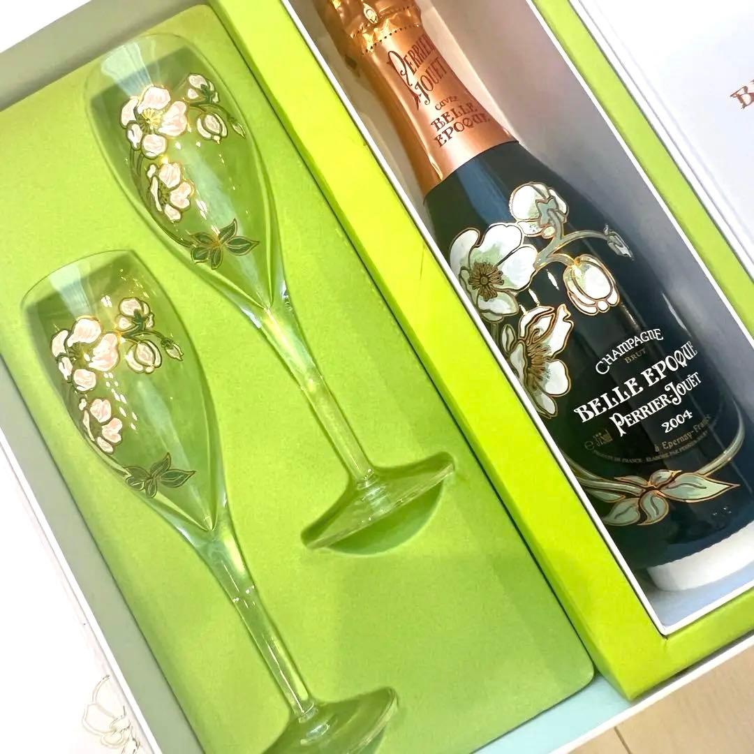 未開栓 ベルエポック シャンパンセット グラス付き ギフト箱入り 2004