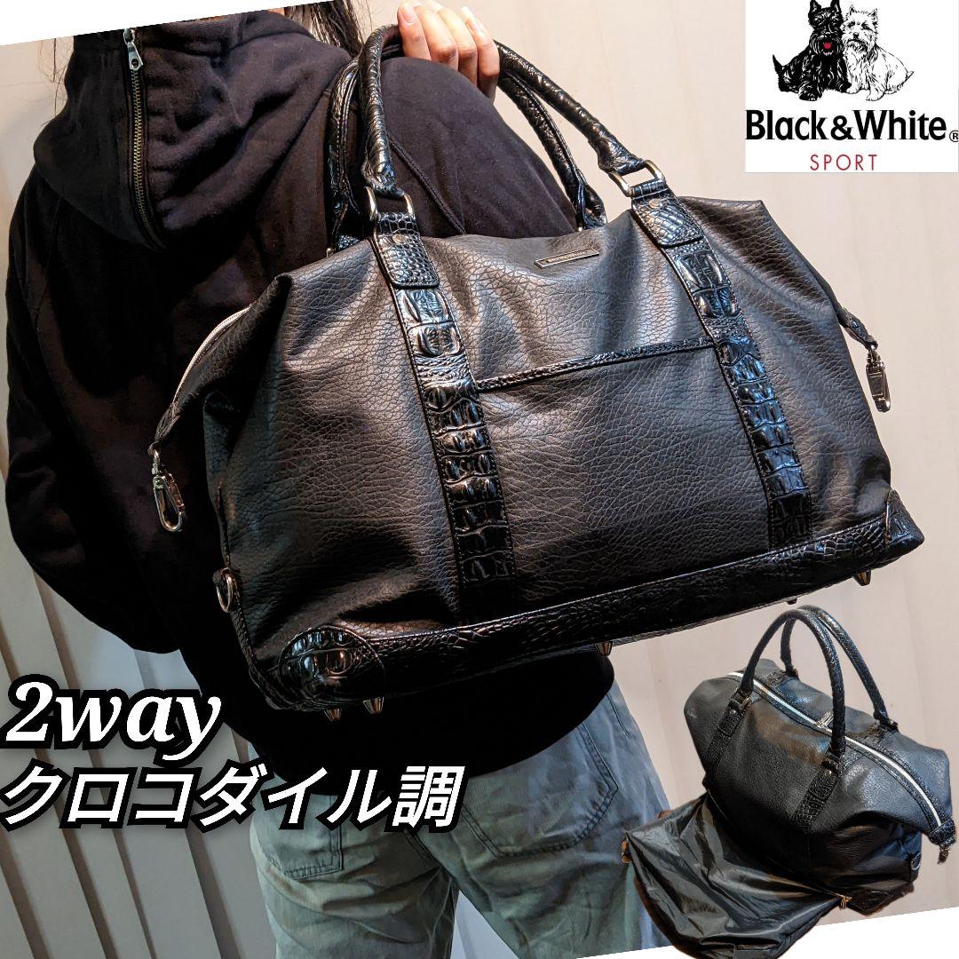 ブラック&ホワイト　ゴルフ　2way　トートバッグ　ショルダーバッグ　靴入れ