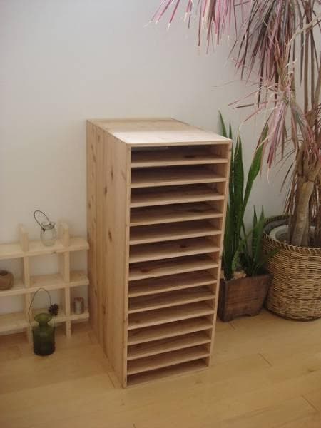 ★送料無料★サイズ変更可能★B4木製14段書類棚②/無垢材☆収納オーダー可能