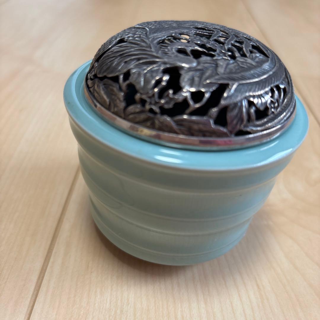 新品　未使用　香炉　925銀製　透かし　鳳凰蓋