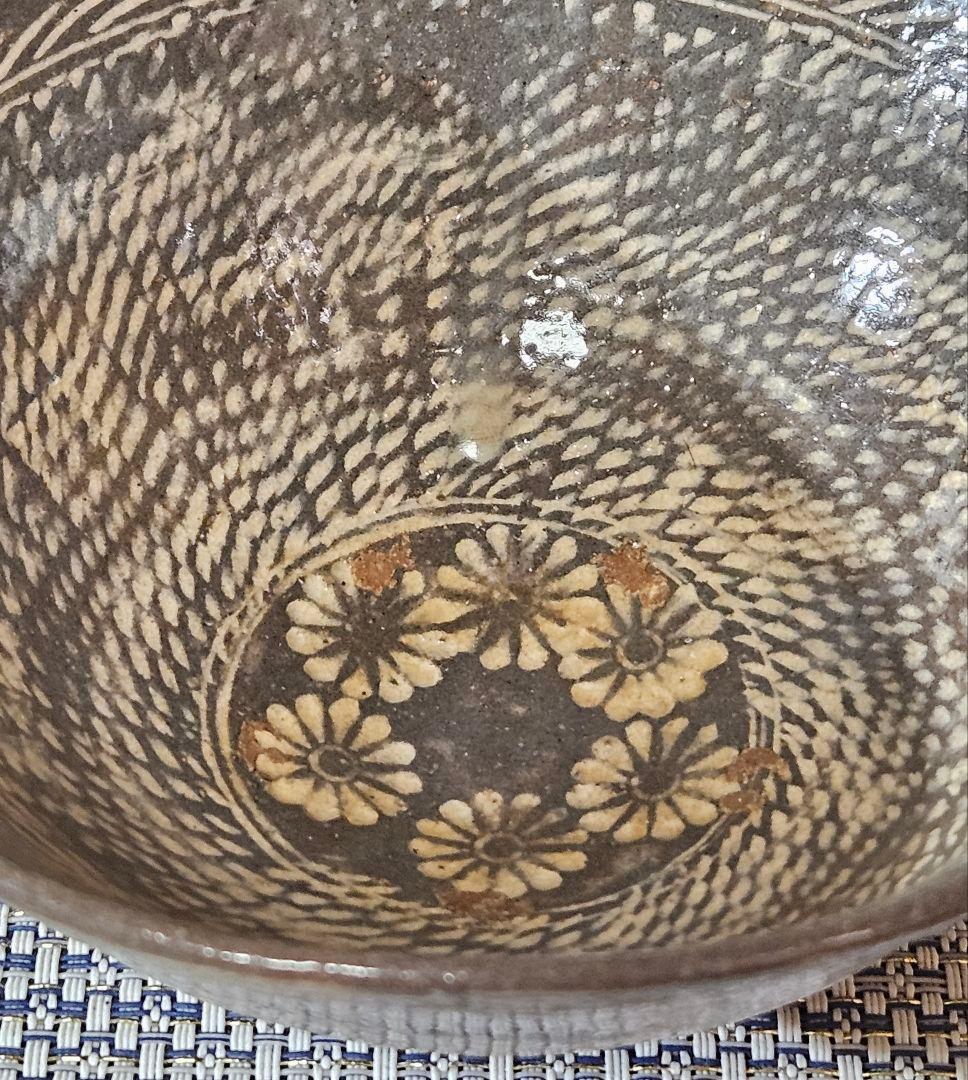 【名碗❗】朝鮮古美術　朝鮮古陶磁　韓国古陶磁器　李朝花三島　刷毛目　茶碗　茶道具