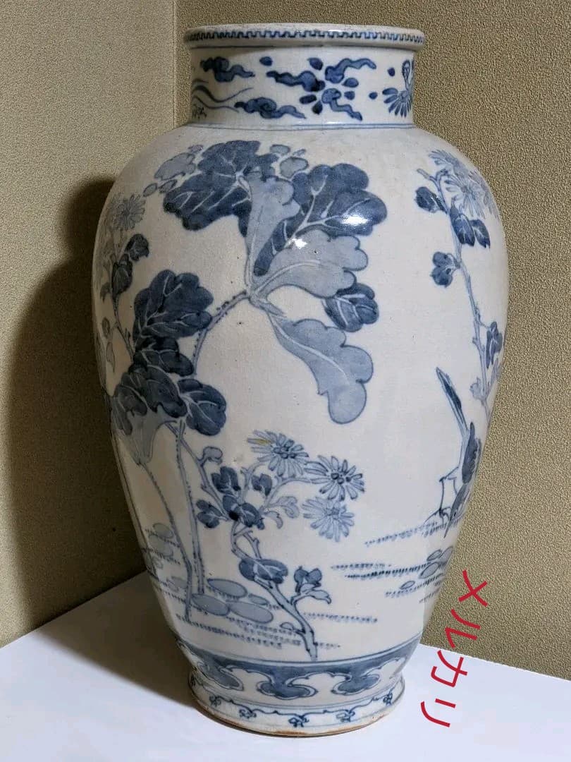 ⭐枯淡！江戸時代 染付花鳥紋様壺 瓶 古美術品 コレクション骨董品アンティーク