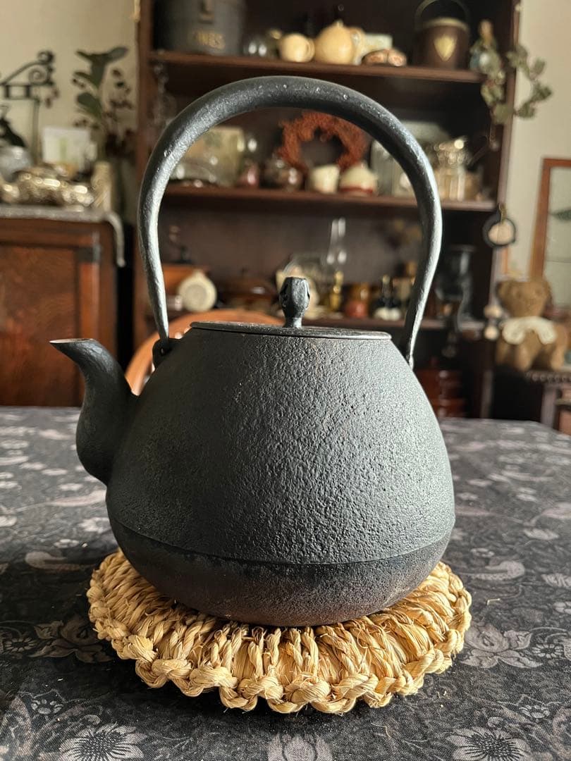 南部鉄瓶　釜定　秋の実　肌　鉄瓶