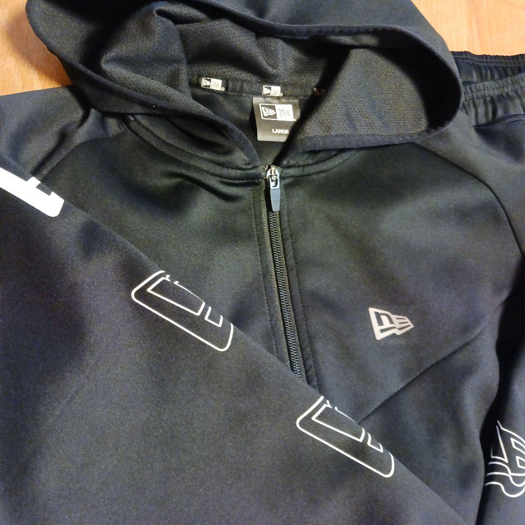 【ニューエラ 】美品 セットアップ ジャージ上下 ロゴプリント ブラック L　黒