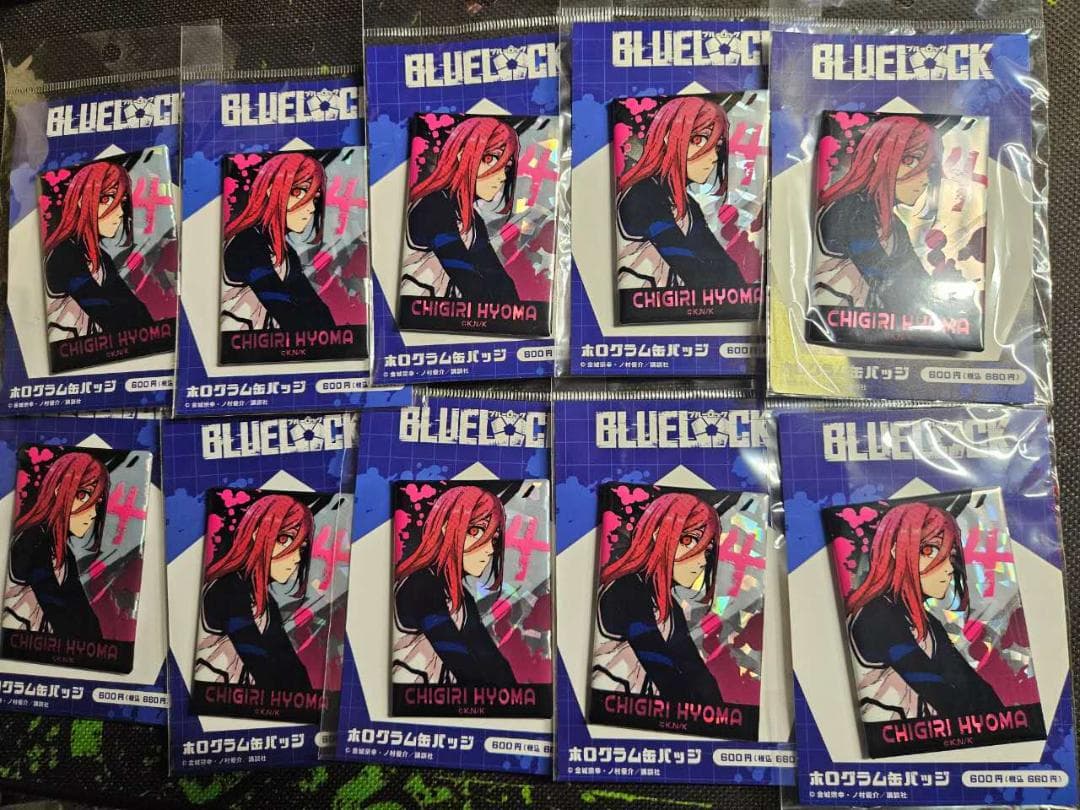 新品 未開封 ブルーロック 原画 ホログラム 缶バッジ スクエア 千切 x 10