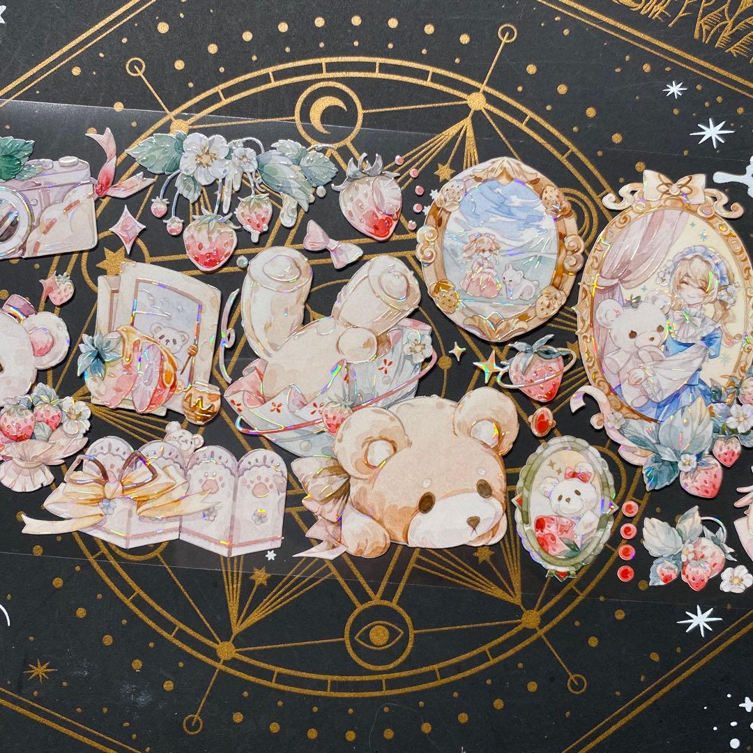 【9193】海外　中古巻　貝殻光マスキングテープ　人物系　熊　女の子　かわいい