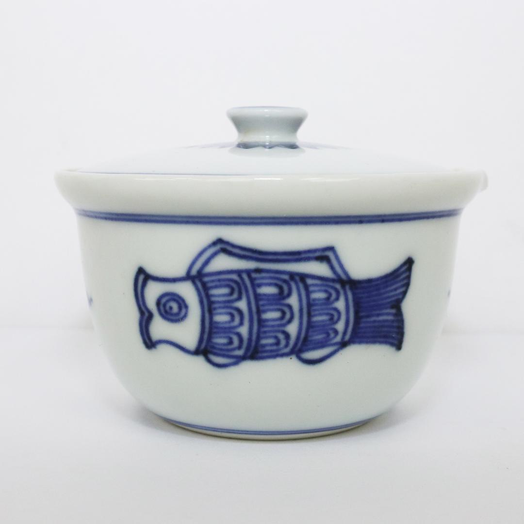 平安 北峰 宝瓶 染付 煎茶 急須 鯉 陰陽 太極