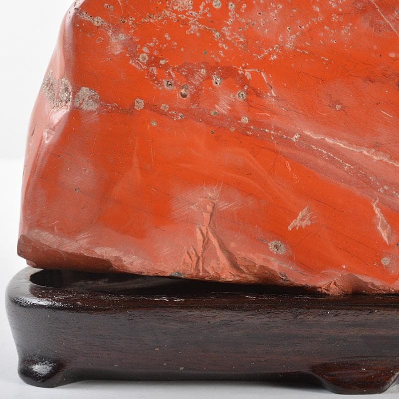 天然石　鑑賞石　佐渡赤玉石　赤石　置物　重さ約2.5㎏　唐木台付　C　R6924