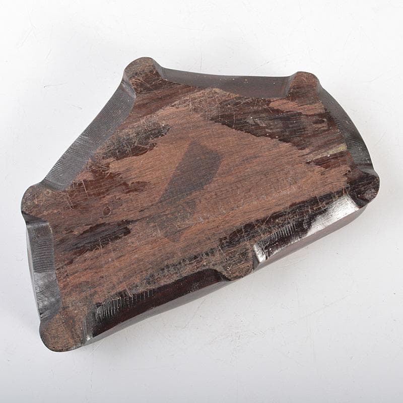 天然石　鑑賞石　佐渡赤玉石　赤石　置物　重さ約2.5㎏　唐木台付　C　R6924