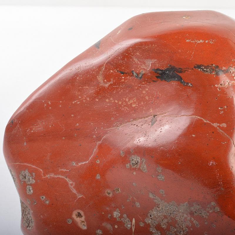 天然石　鑑賞石　佐渡赤玉石　赤石　置物　重さ約2.5㎏　唐木台付　C　R6924