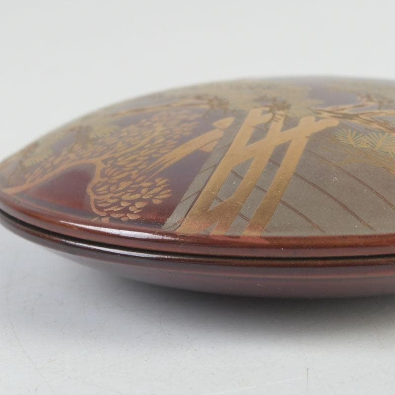 茶道具　蒔絵師　宗祥作　住吉蒔絵　香合　共箱　V　9743