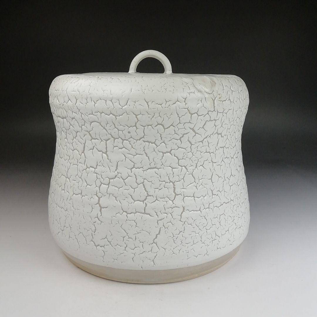 Ｔ８１８　水指　『罅釉』『東原窯　羽柴良一 作』　共箱　茶道具