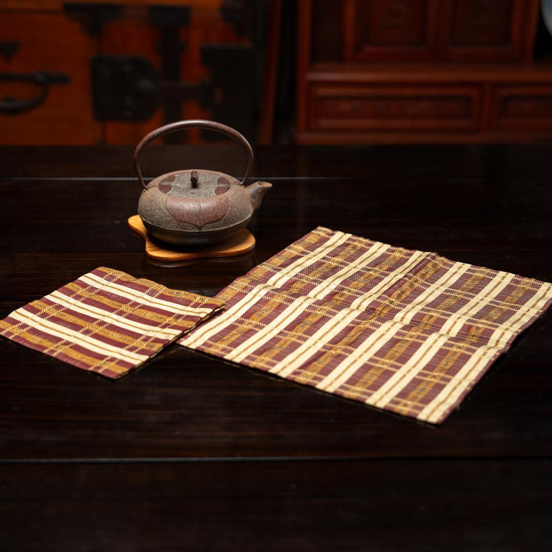 鶴岡間道[龍村美術織物]守田公夫織　出帛紗と古帛紗セット 茶道具　裏千家　表千家