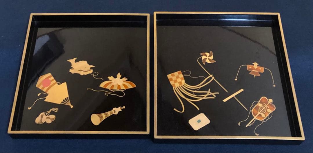 《R》玩具蒔絵 五段重 替蓋 重台付 在銘 木箱 時代 251204お3