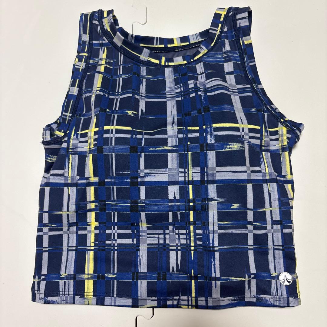 ネイビー チェック柄 ヨガウェアセット