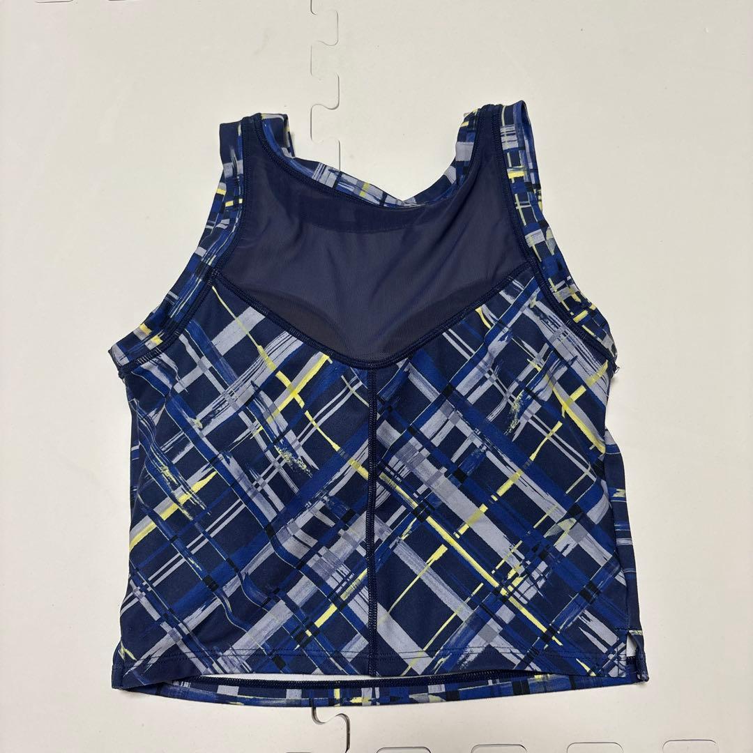 ネイビー チェック柄 ヨガウェアセット