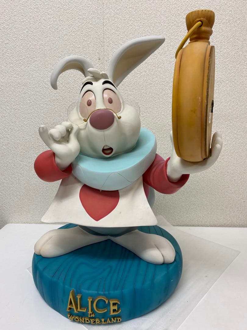 3-2701 激レア★不思議の国のアリス 白うさぎ 兎置き時計 ビッグフィギュア