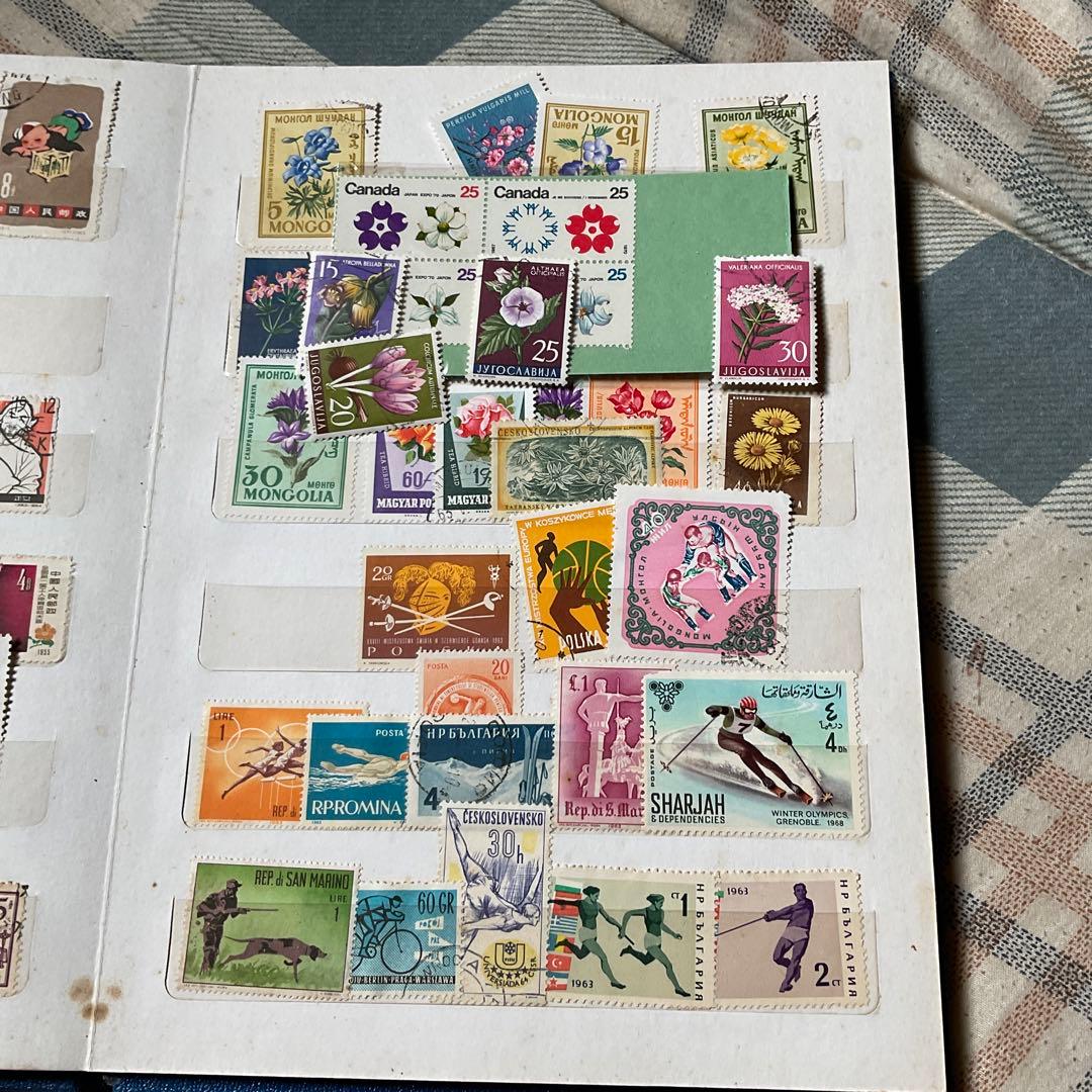 使用済み　外国切手帳　ベトナム、カナダ、ソビエト、中国他、【昭和レトロ】