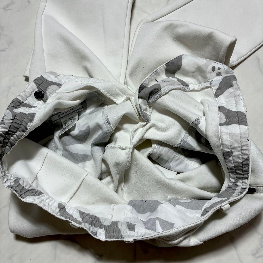 MARK＆LONA ゴルフパンツ スウェット ロゴ スカル カモフラ 白 L