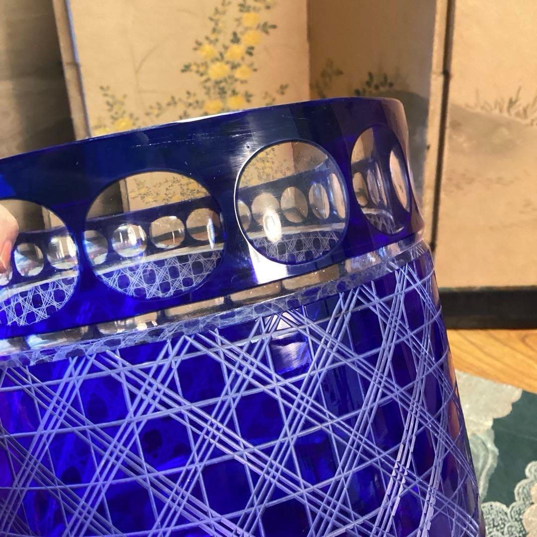 A901 茶道具　色被ガラス　義山　切子　水指