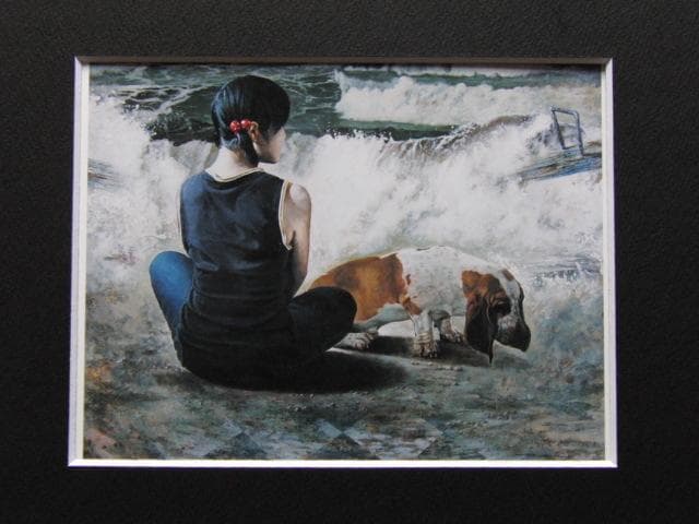 宮腰敏一【晩夏】希少な額装用画集より、状態良好、新品高級額装付