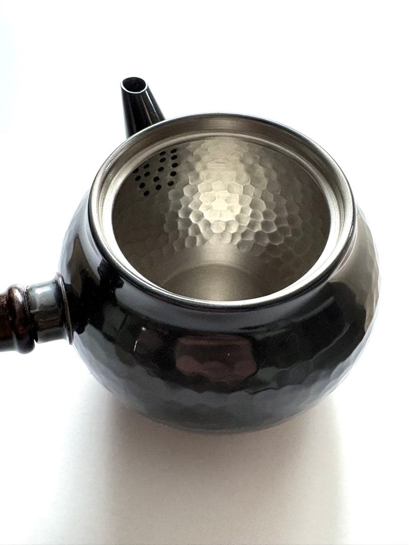 新光堂 【未使用】純銅 横手 鎚目急須 伝統工芸品 美術銅器