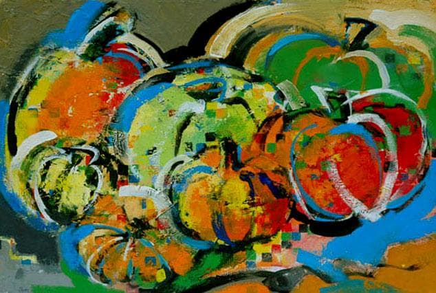 油絵 菅家令子 絵 絵画 インテリア額付(白) uF6-061303 かぼちゃ