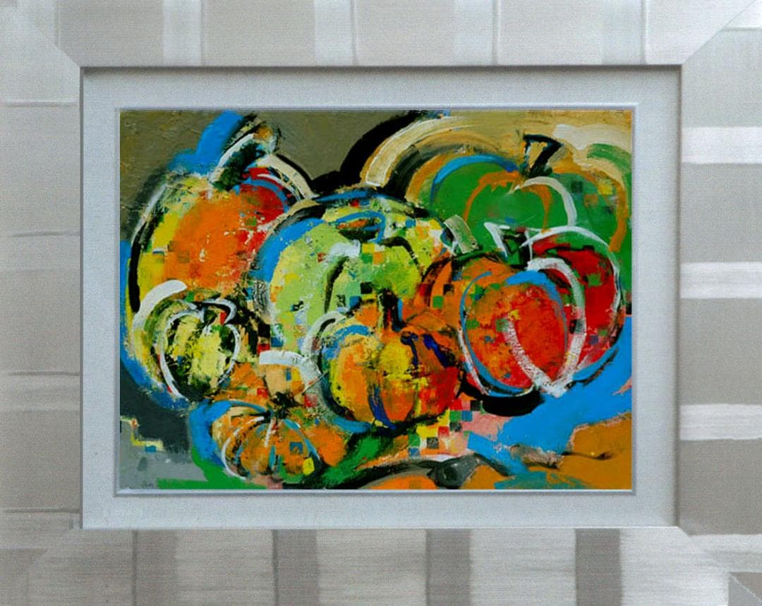 油絵 菅家令子 絵 絵画 インテリア額付(白) uF6-061303 かぼちゃ