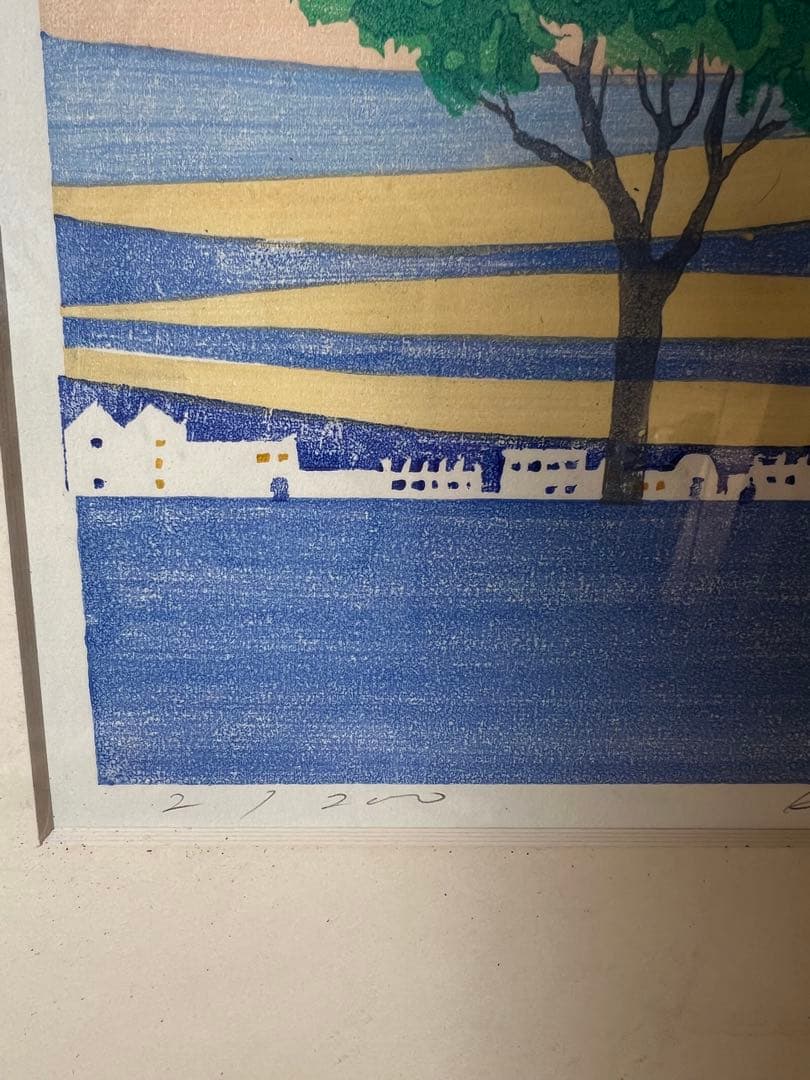 リトグラフ 自然風景 木製フレーム