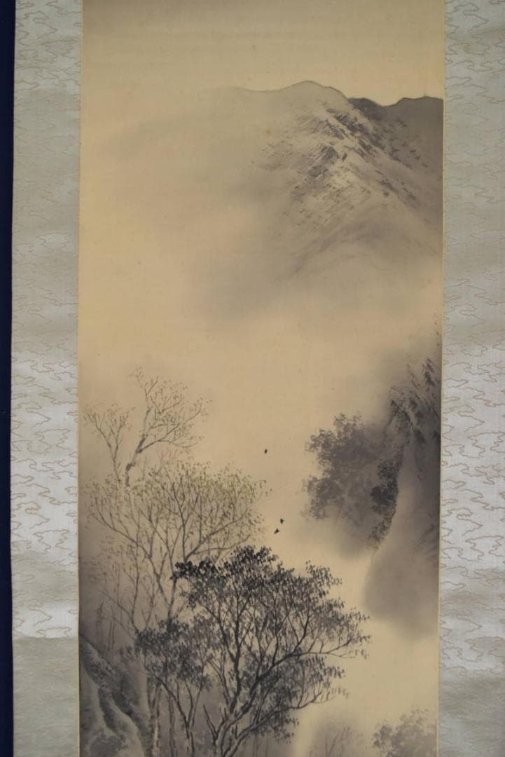 中林甃居/喜多暉月の門人/大阪の人/山村渓水図/掛軸/名家伝来/AA-927