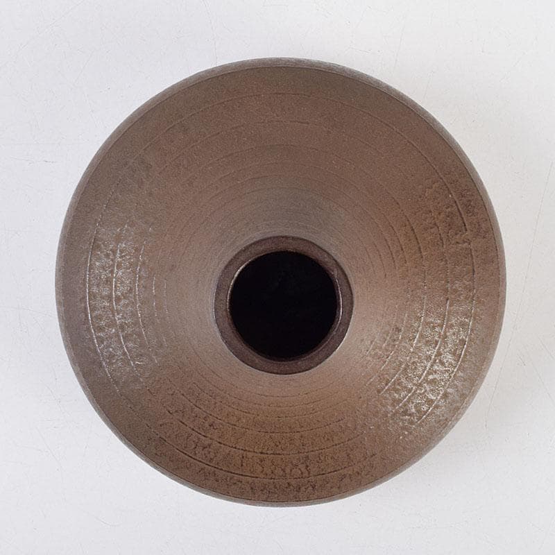 南部鉄器　御釜師　鈴木盛久作　波紋花器　重さ約1015g　共箱　M　R9373