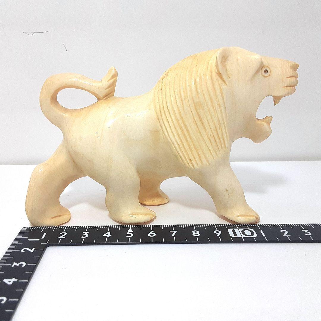 Y667-3 極上 高級彫刻 ライオン細工 置物 2体セット 総重量445g