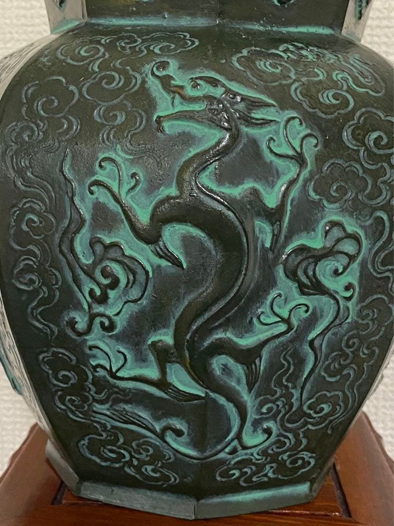 青銅器銅製龍八角 花瓶 花器 飾壺希少 骨董品