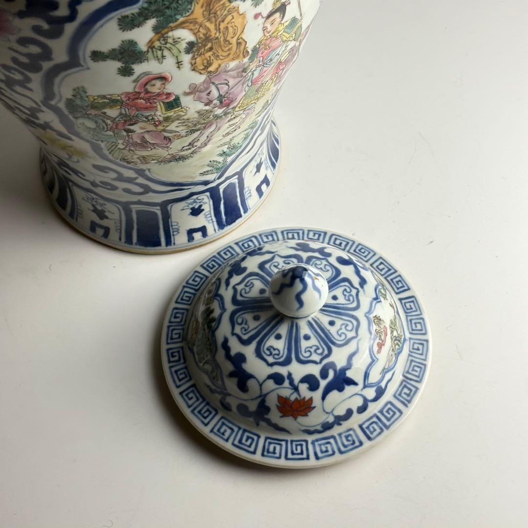 中国 染付 色絵 花瓶 壺 粉彩