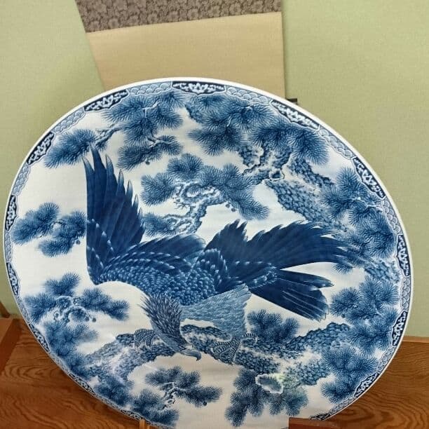 有田焼染付、3尺大皿、神右衛門作