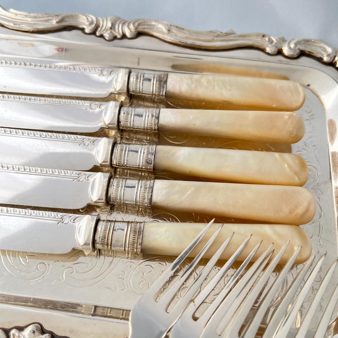 【John Sanderson & Son Ltd】【白蝶貝】パストリーセット