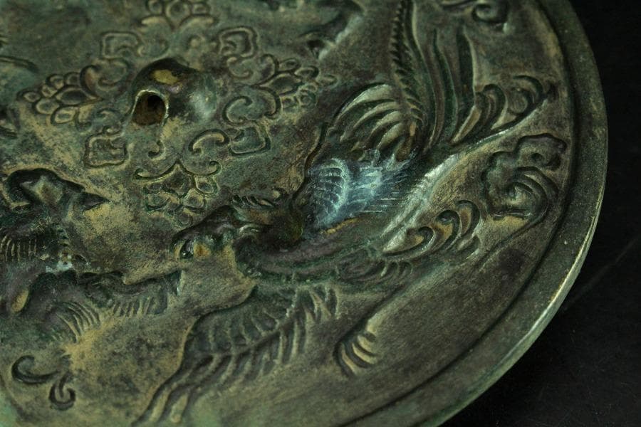 中国美術 古鏡 鳳獣紋 銅鏡(K-YC581)