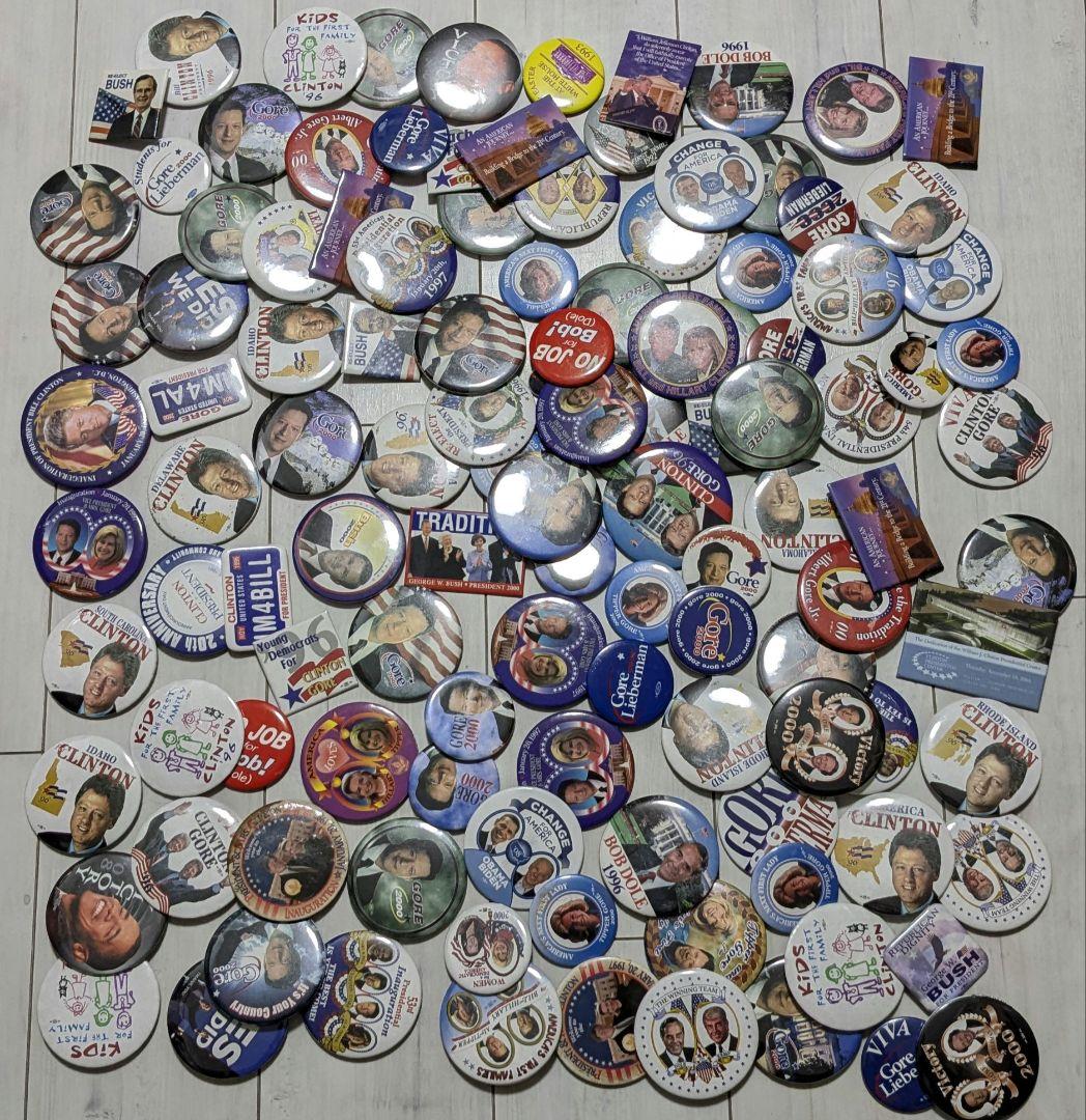 アメリカの缶バッジ 118個 まとめ売り ビンテージ ピンバッジ USA