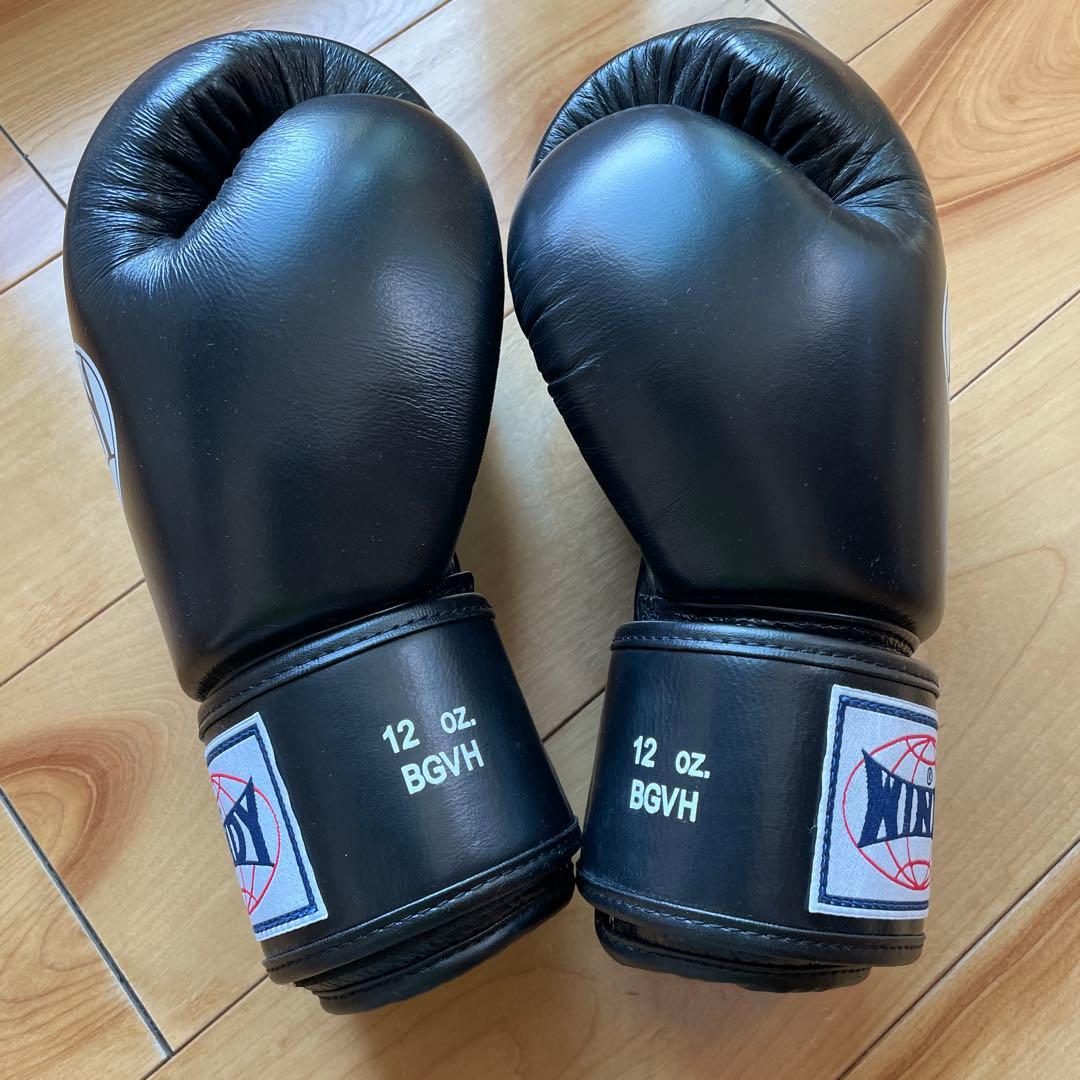 極美品【本革】 WINDY BGVH ボクシンググローブ 12oz 黒 テープ式