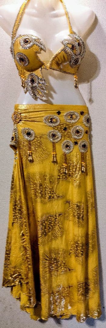 【新品】エジプト製黄色ビーズ刺繍ベリーダンスオリエンタル