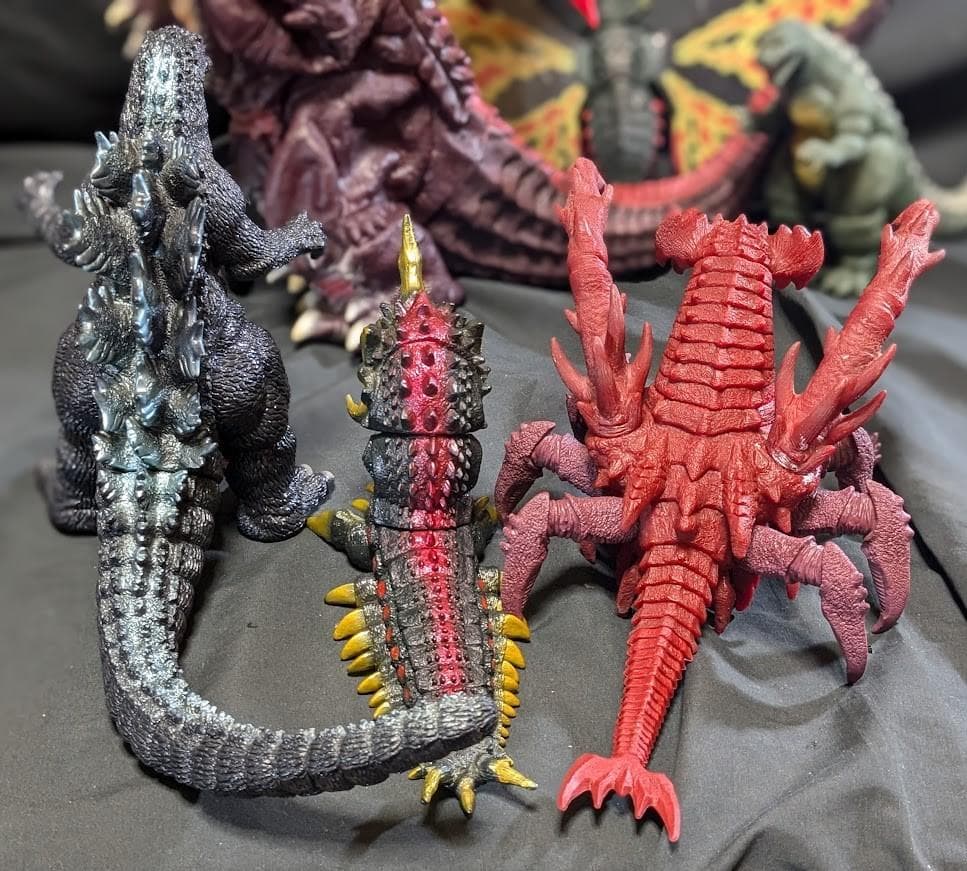 平成ゴジラ・デストロイア集合体・バトラ幼虫（バンダイ）ソフビ３体セット＋３