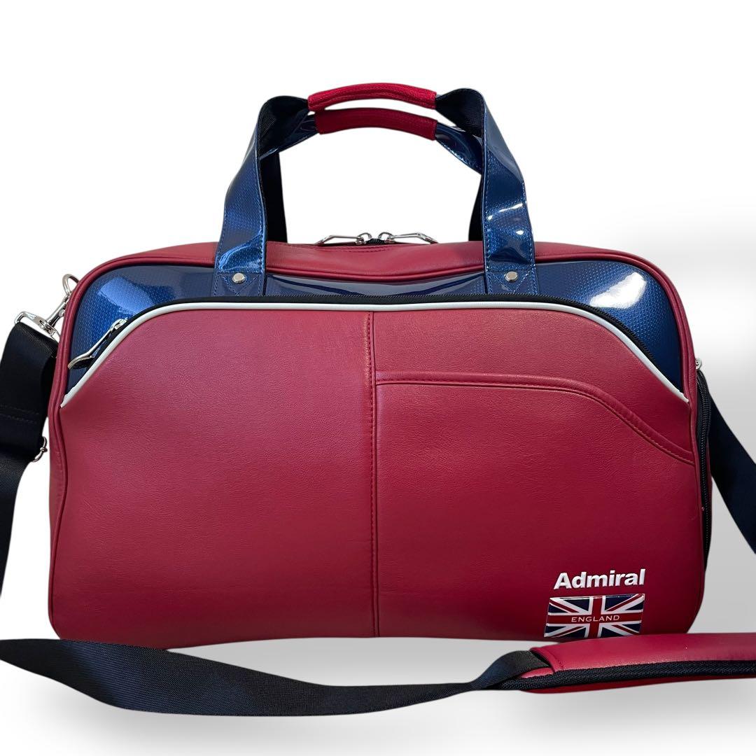 Admiral ゴルフボストンバッグ 赤×紺 シューズ収納付