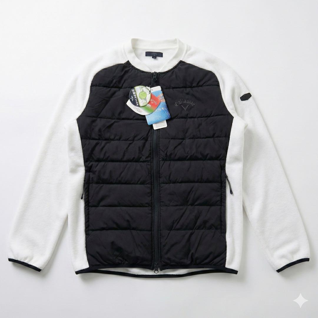 新品 キャロウェイ 中綿 フリース ブルゾン スターストレッチ 白黒 L ゴルフ