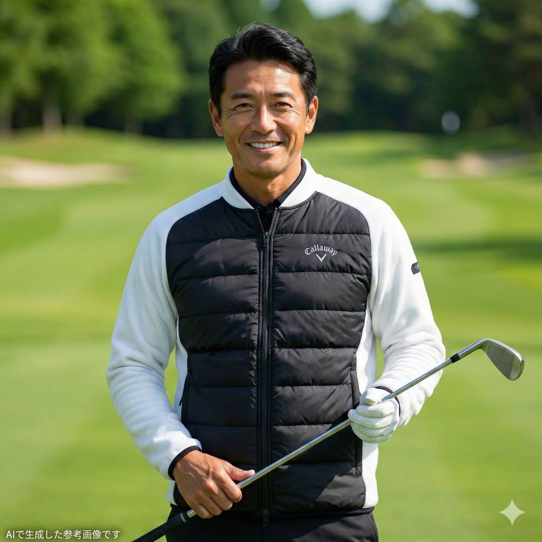 新品 キャロウェイ 中綿 フリース ブルゾン スターストレッチ 白黒 L ゴルフ