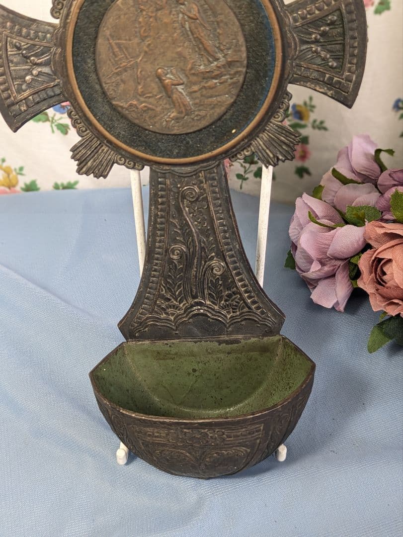 フランス アンティーク ルルドの泉 聖水盤 壁掛け